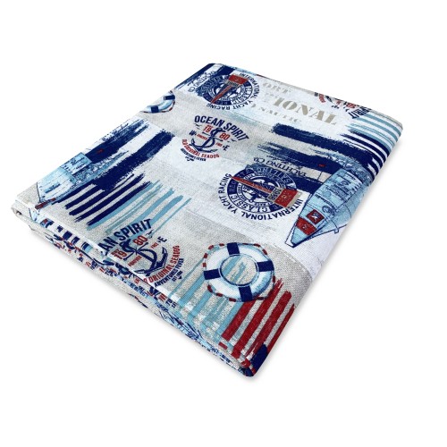 Handtuchbezug GRAN SCARF TAGESDECKE Sofabezug STOFF LONETA sea MARINE SAILING BLUE