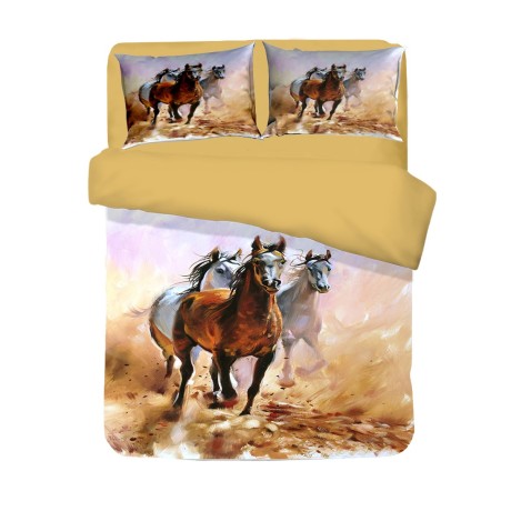Housse de couette Satiné HD Photographie Chevaux Racing