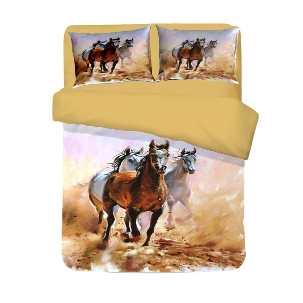 Housse de couette Satiné HD Photographie Chevaux Racing