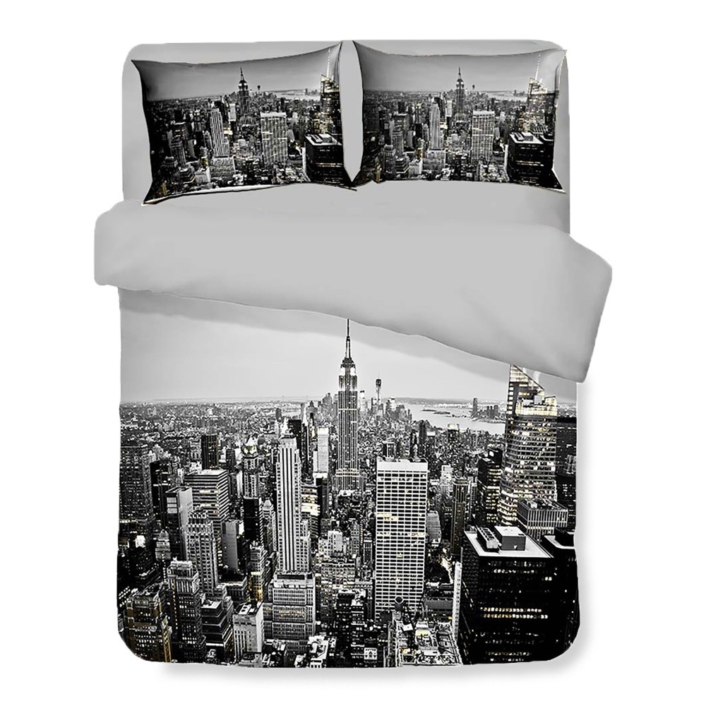 BETTBEZUG SATIN HD FOTOGRAFISCHE WOLKENKRATZER New York