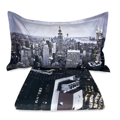 BETTBEZUG SATIN HD FOTOGRAFISCHE WOLKENKRATZER New York 2