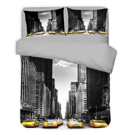 DUVET COVER SATIN HD FOTOGRAFICO NEW YORK Double Taxi cm. 250x200 mm