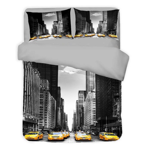 BETTBEZUG SATIN HD FOTOGRAFICO NEW YORK Double Taxi cm. 250x200 mm
