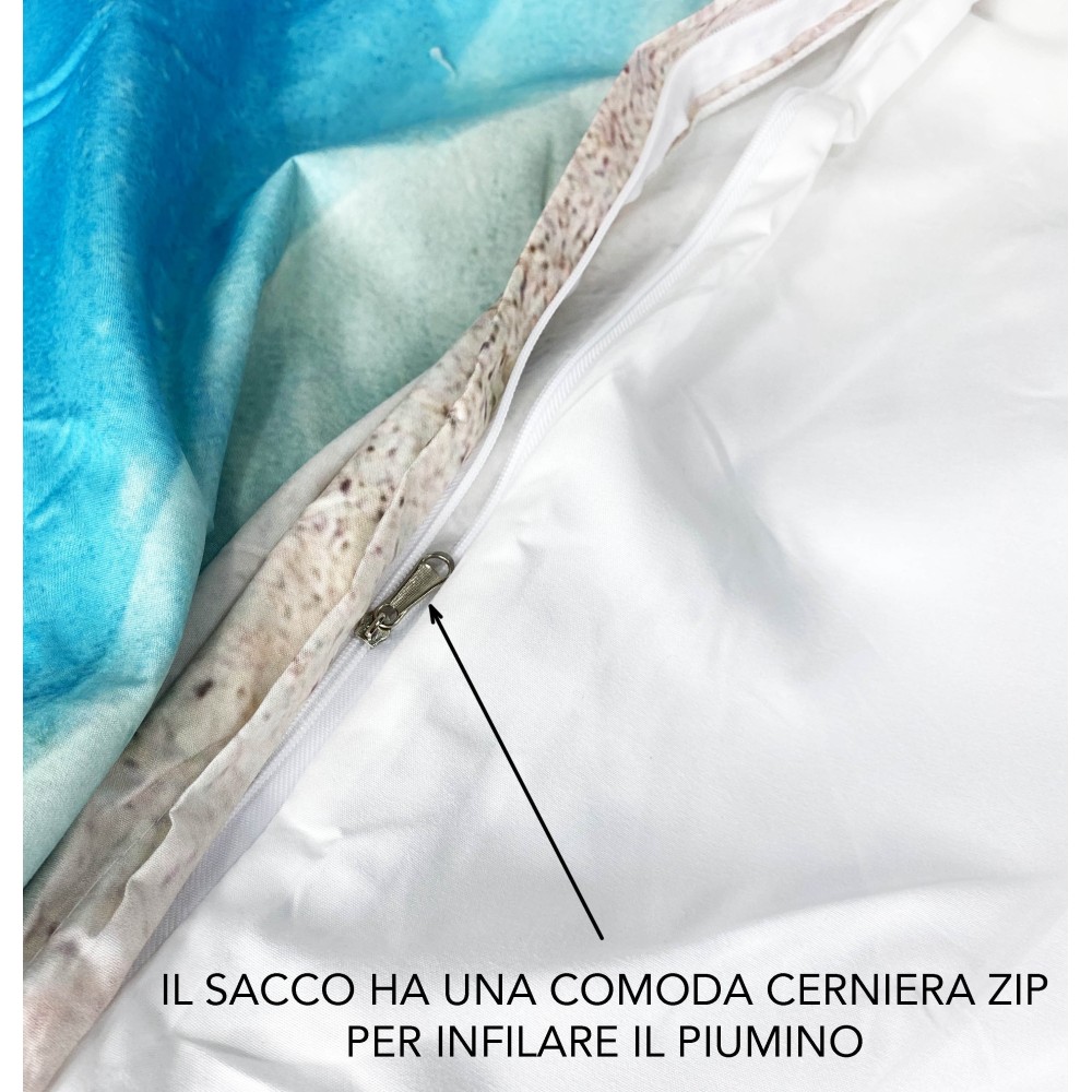 COPRIPIUMINO Rasatello HD FOTOGRAFICO TARTARUGA Marina Matrimoniale cm. 250x200