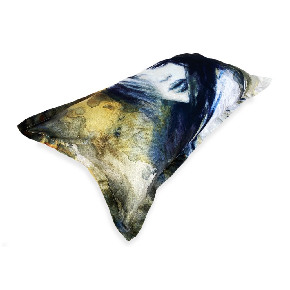 DUVET COVER SATIN HD PHOTOGRAPHIC Painting WOMAN Isabel Double cm. 250x200 gold