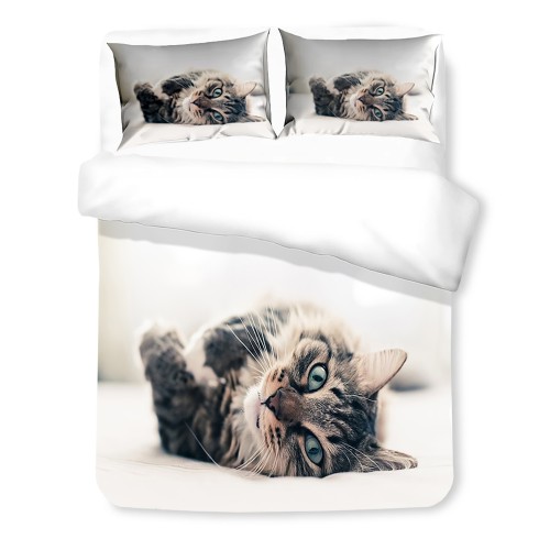 COPRIPIUMINO Rasatello HD FOTOGRAFICO GATTO sdraiato FELIX