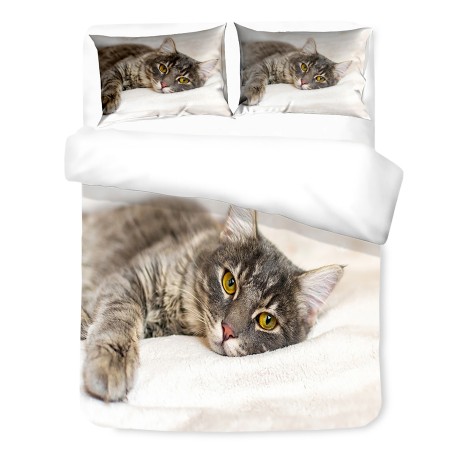 Housse de couette Sateen HD Photographique Chat Couché