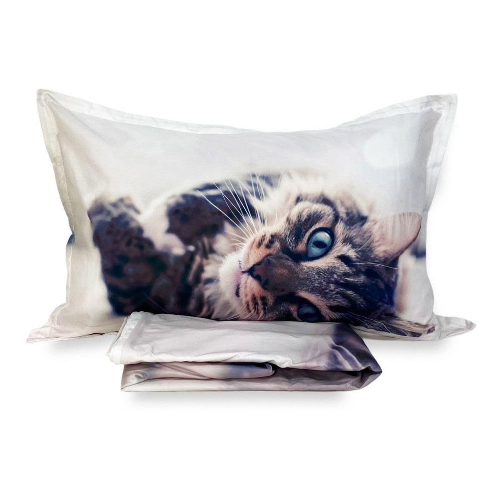 DUVET COVER SATEEN HD PHOTOGRAPHIC CAT LYING DOWN FELIX