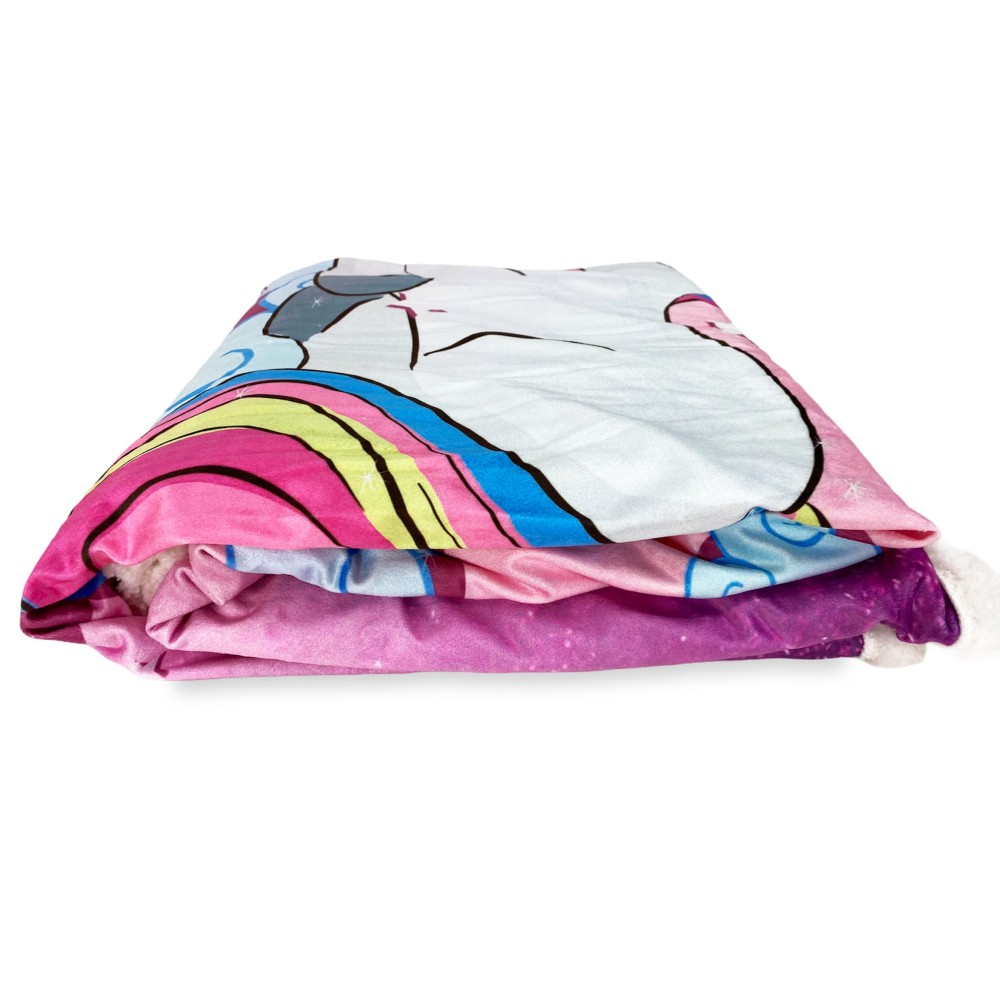 PLAID coperta IN PILE SHERPA fantasy HD UNICORNO rosa per bambine e ragazze