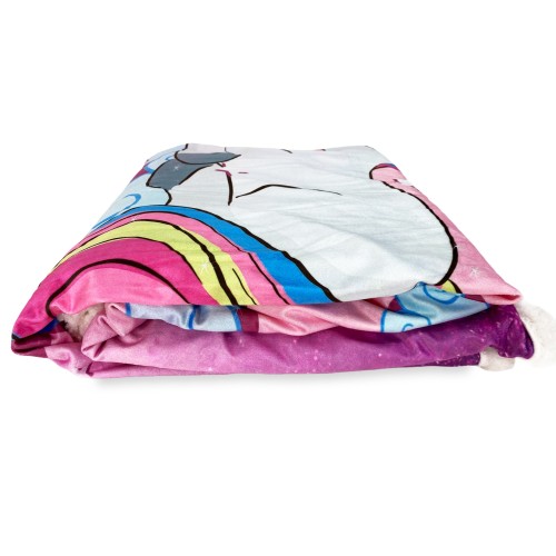 PLAID coperta IN PILE SHERPA fantasy HD UNICORNO rosa per bambine e ragazze
