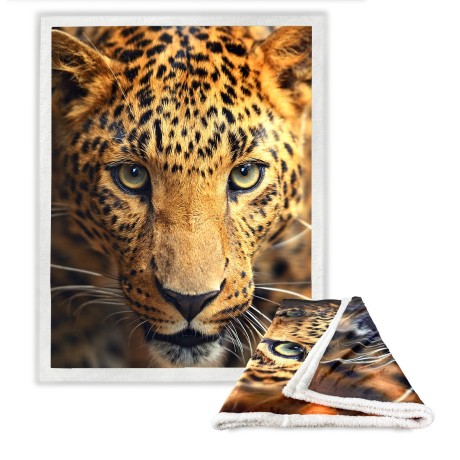 PLAID FLEECE Decke Sherpa Fantasy HD Leopard Leopard