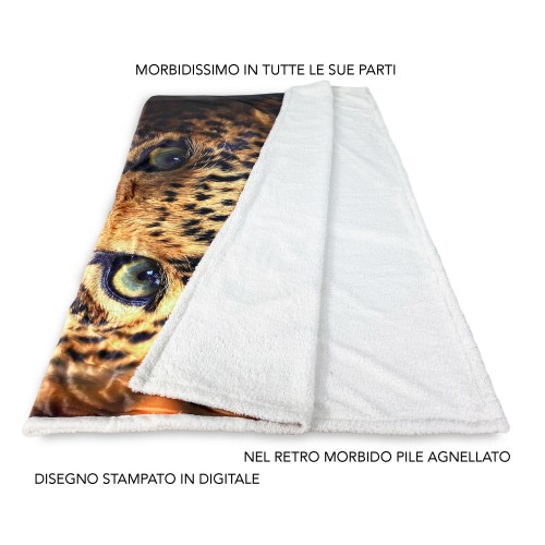 Manta de vellón a cuadros Sherpa fantasía HD leopardo leopardo
