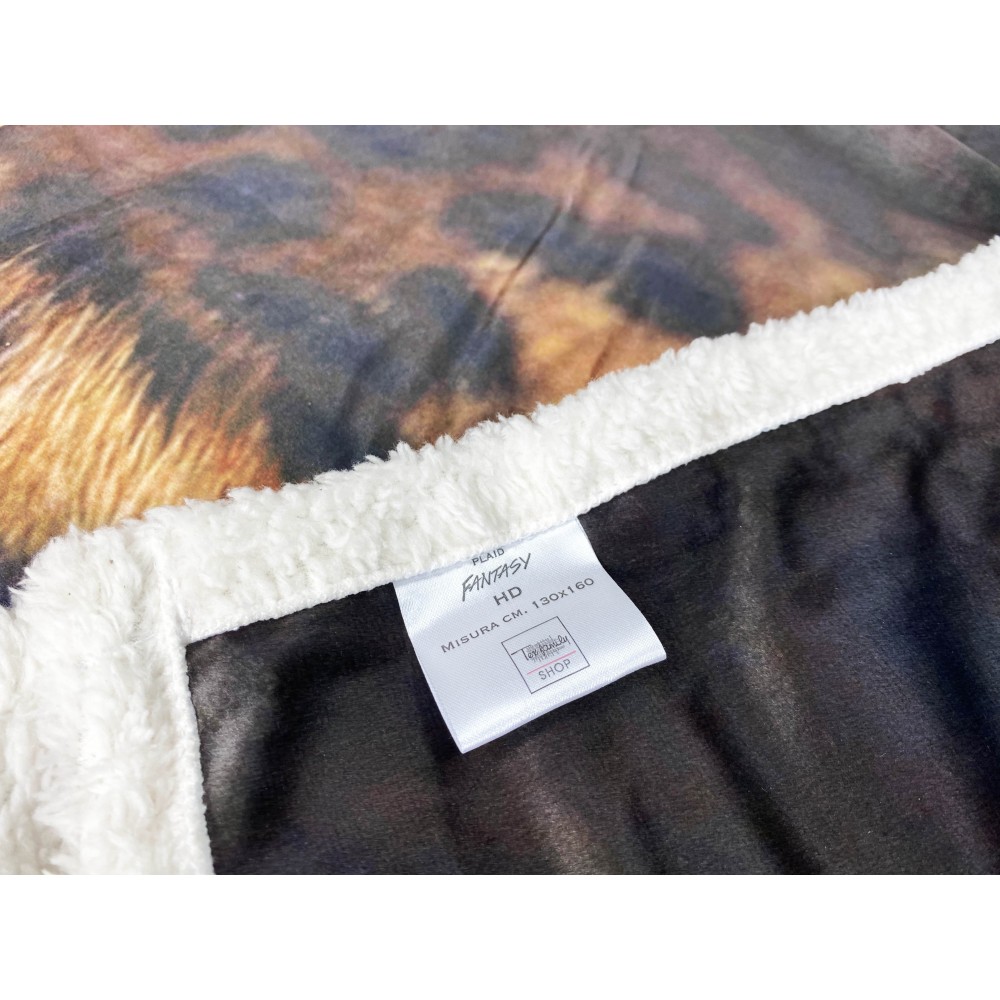 PLAID coperta IN PILE SHERPA fantasy HD LEOPARDO leopardato