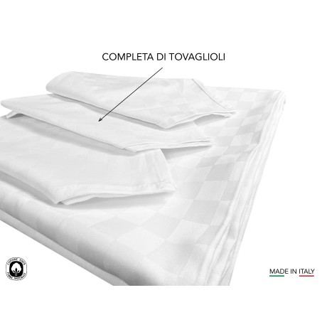MANTEL SERVICE FLANDERS BLANCO PURO ALGODÓN CON SERVILLETAS 2
