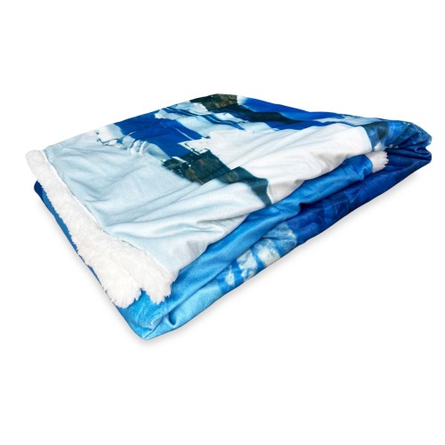 PLAID FLEECE blanket Sherpa fantasy HD SNOW HUT