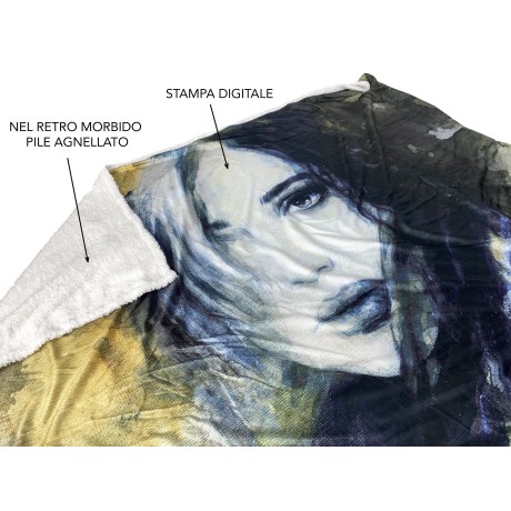 PLAID coperta IN PILE SHERPA fantasy HD Dipinto DONNA Isabel oro 2