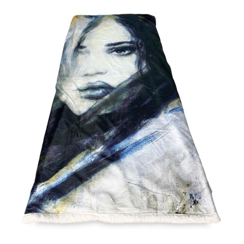 PLAID Fleece Decke Sherpa Fantasy HD Malerei FRAU Isabel Gold