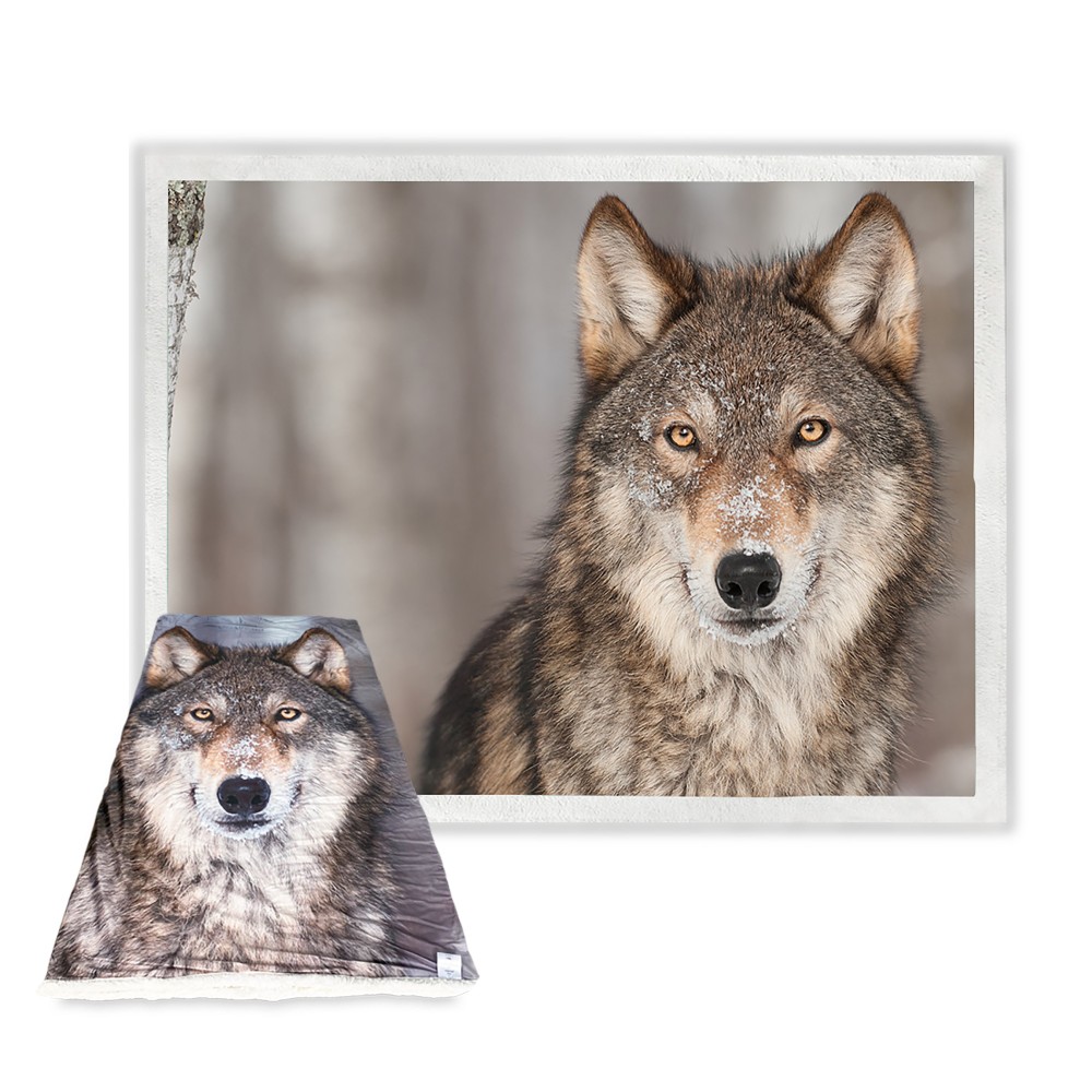 PLAID FLEECE Decke Sherpa Fantasy HD WOLF