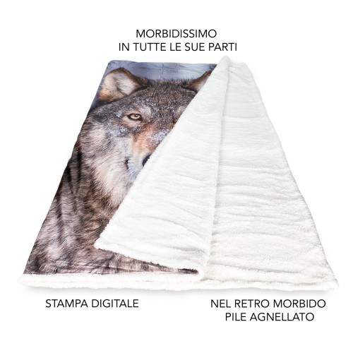 PLAID FLEECE blanket sherpa fantasy HD WOLF