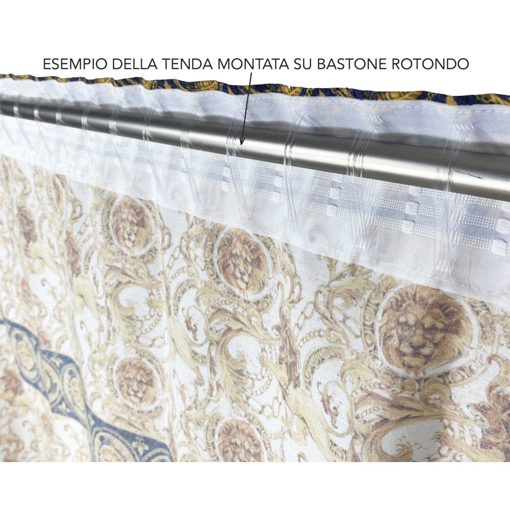 VERSUS cortina de lujo cabezas de león cm.160X300 hecha MADE en mezcla de lino ITALIA