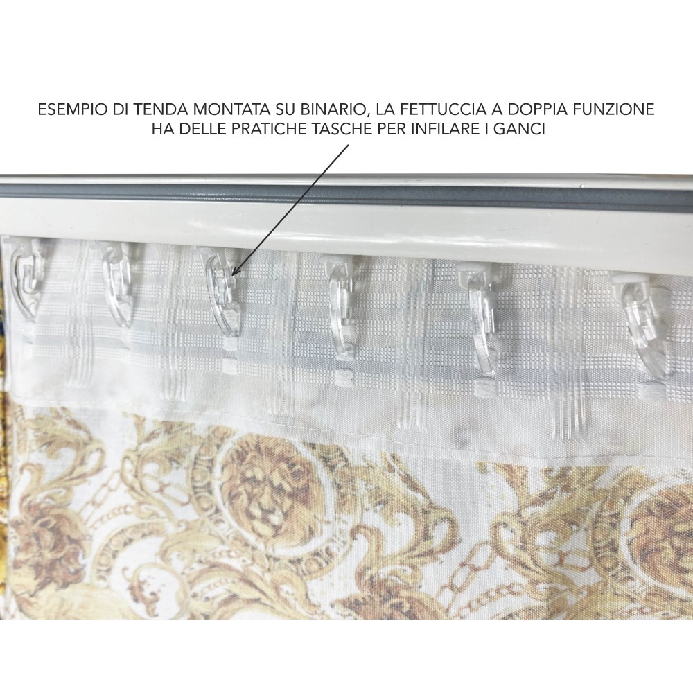 TENDA lusso VERSUS teste di leone cm.160X300 confezionata MADE in ITALY misto lino