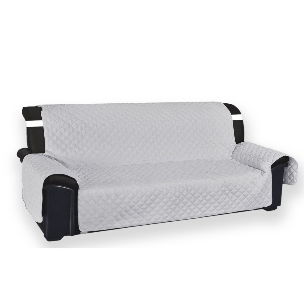 Quilted sofa cover Vivy Pearl Grey - Washable Non-slip Polyester