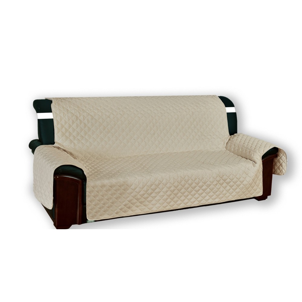 Funda de sofá acolchada Vivy beige crudo - Poliéster antideslizante lavable