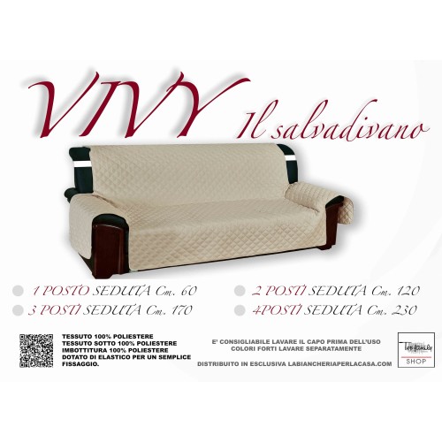 Housse de canapé matelassée Vivy beige écru - Polyester lavable antidérapant