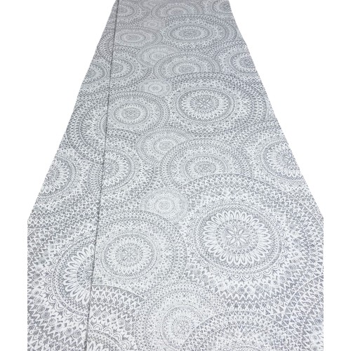 HOUSSE DE MEUBLES GRAND ÉCHARPE COUVRE-LIT CANAPÉ TISSU LONETA CERCLES GRIS