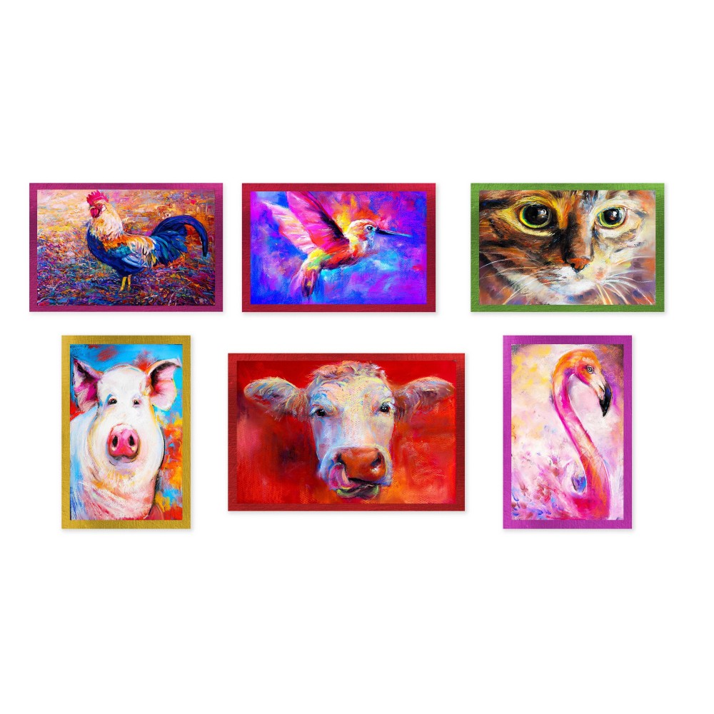 SET DE ANIMALES PINTADOS 6 piezas paño de cocina en puro algodón estampado en tamaño MAXI de ALTA definición