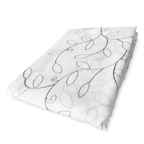 PAIR OF CURTAIN NOEMI embroidery MODERN LEAF grey