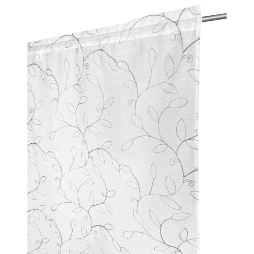 PAIRE DE RIDEAUX NOEMI BRODERIE MODERN GRIS FEUILLE