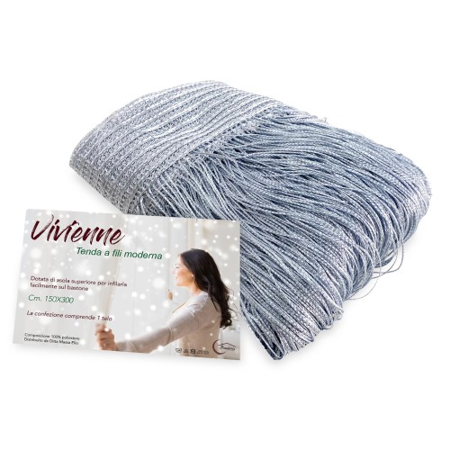 TENDA a FILI Vivienne per porta  CM. 150X300 tinta unita GRIGIO
