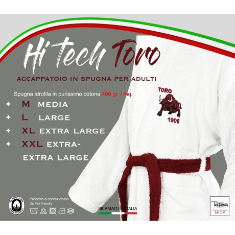 ACCAPPATOIO TORO TORINO ADULTO in SPUGNA di puro cotone 2