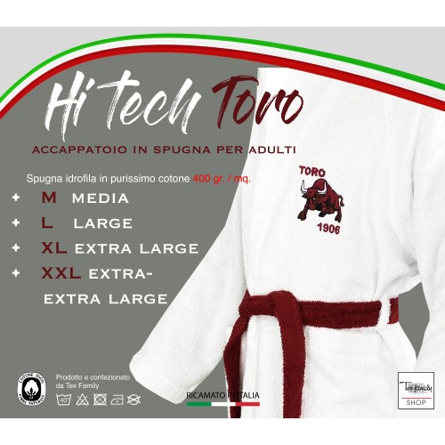 ACCAPPATOIO TORO TORINO ADULTO in SPUGNA di puro cotone