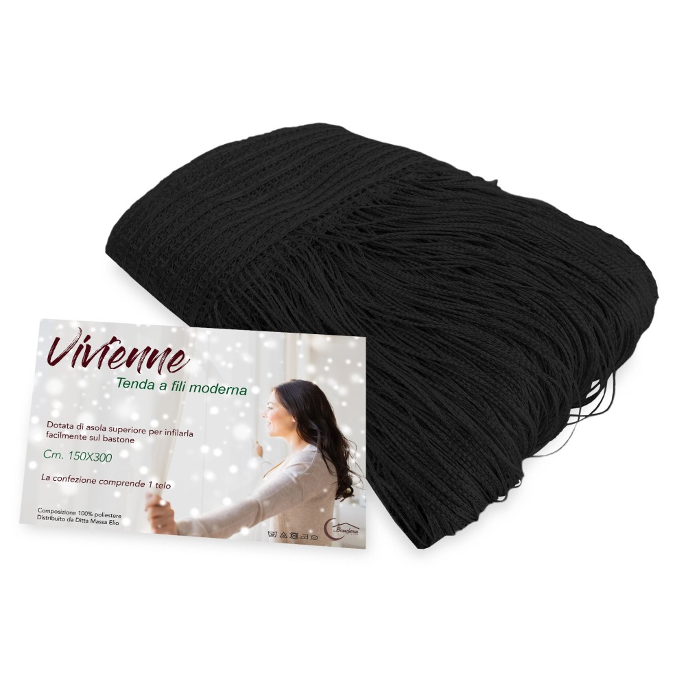 VIVIENNE RIDEAU FIL pour porte cm. 150X300 couleur unie NOIR