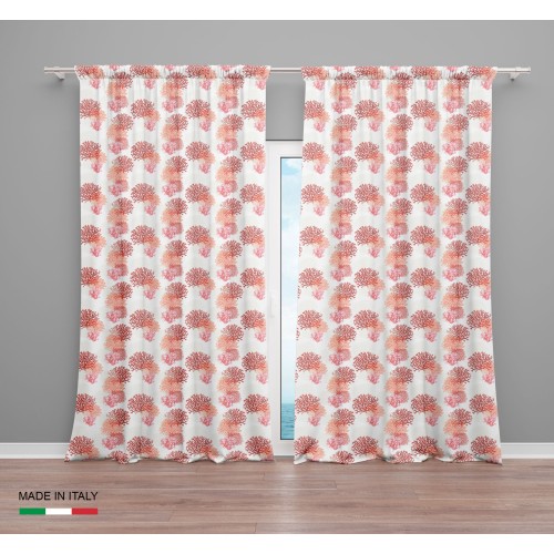 CORTINA DE CORAL rojo cm.160X300 hecha MADE en mezcla de lino ITALIA