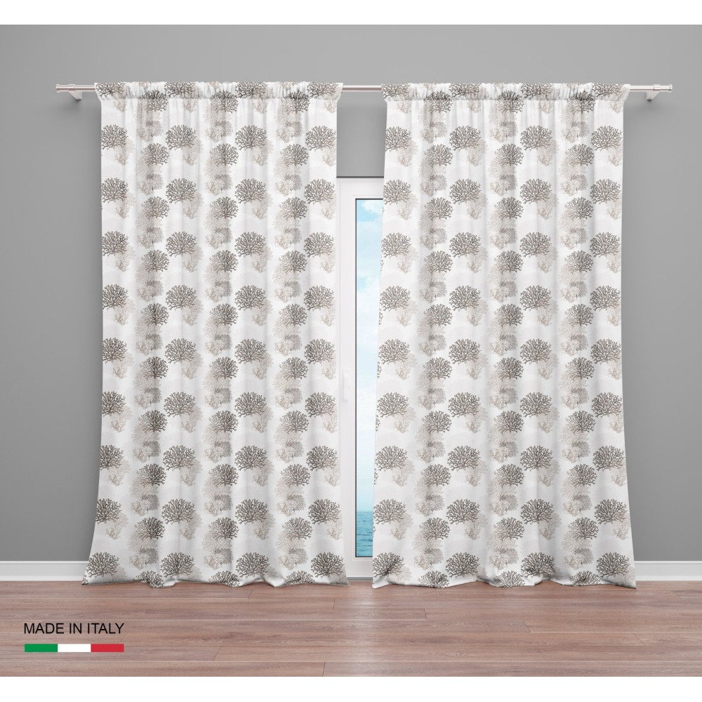 CORAL CURTAIN beige cm.160X300 made MADE in ITALY Leinenmischung