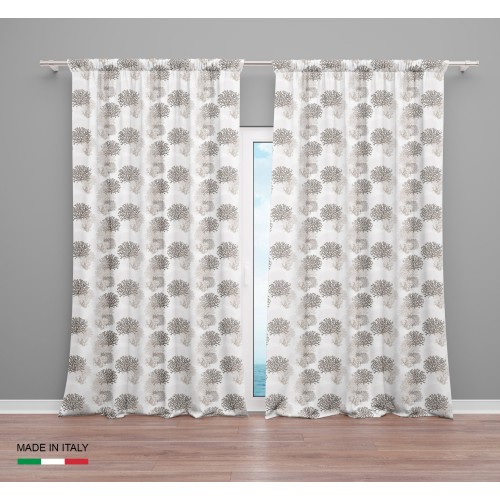 CORAL CURTAIN beige cm.160X300 made MADE in ITALY Leinenmischung