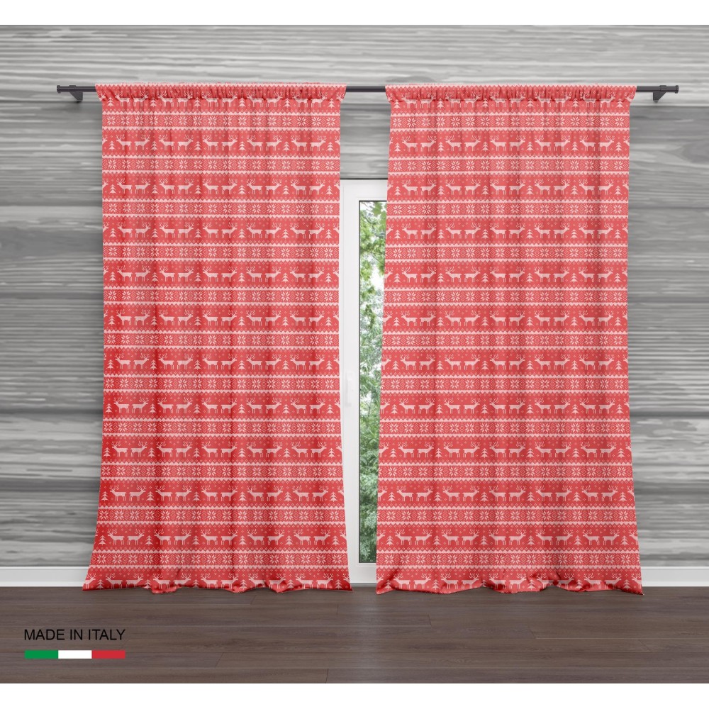 ROTER TIROLER VORHANG cm.160X300 MADE MADE in ITALY Leinenmischung