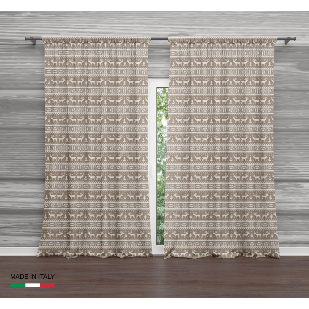 BEIGE TYROLEAN CURTAIN MESH cm.160X300 made MADE in ITALY linen blend