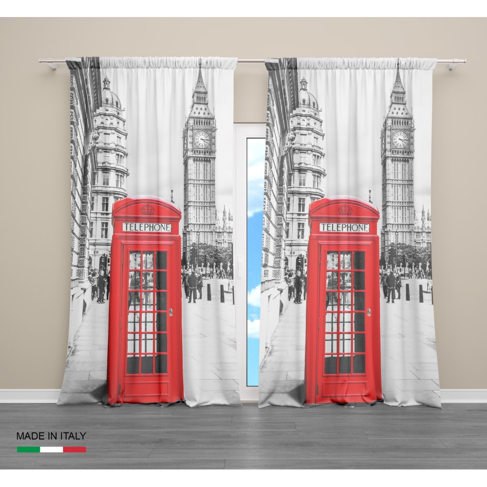 RIDEAU LONDON TÉLÉPHONE anglais 160x300 cm fabriqué en Italie lin mélangé