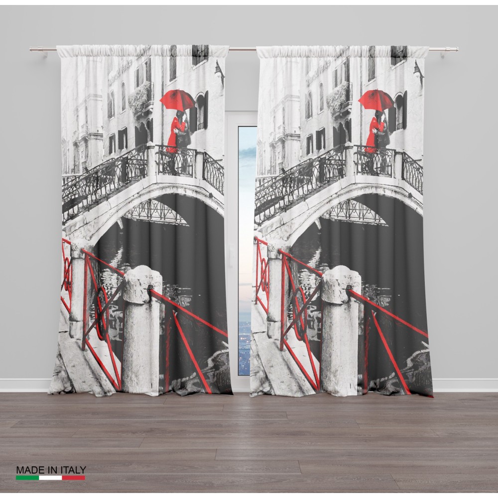 VENETIAN CURTAIN PONTE INNAMORATI cm.160X300 made MADE in ITALY linen blend
