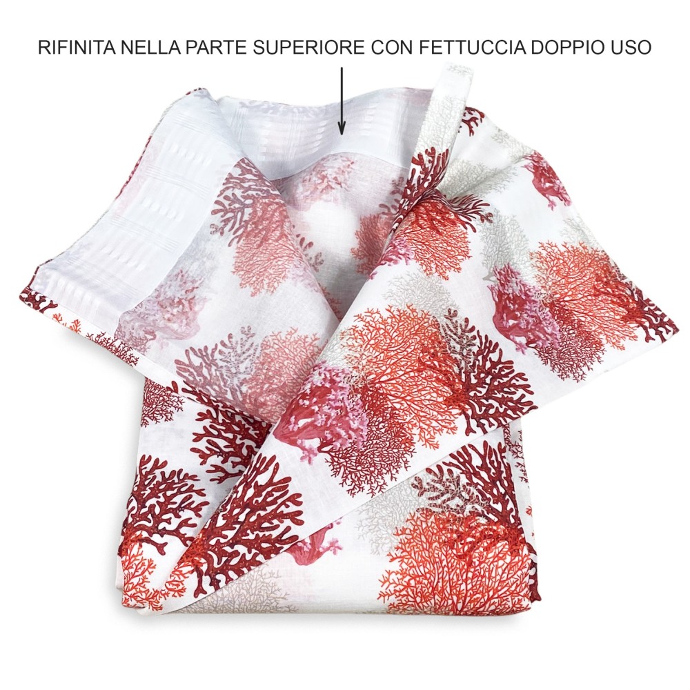 CORTINA DE CORAL rojo cm.160X300 hecha MADE en mezcla de lino ITALIA