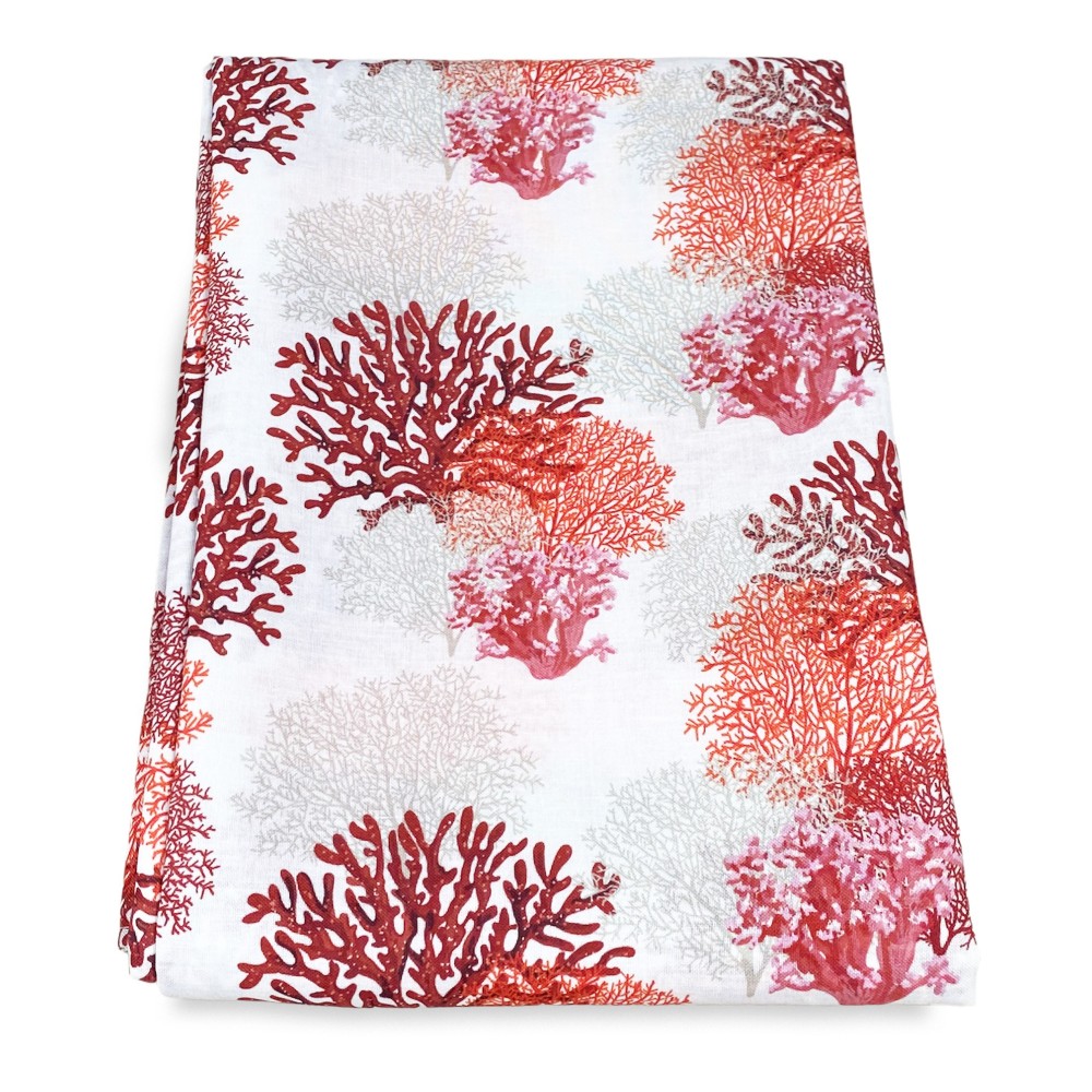 CORTINA DE CORAL rojo cm.160X300 hecha MADE en mezcla de lino ITALIA