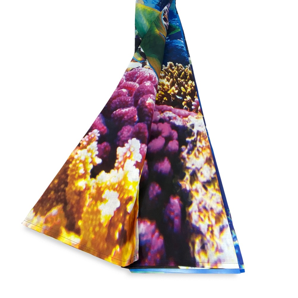 FISH TENT und CORAL REEF cm.160X300 made in ITALY Leinenmischung