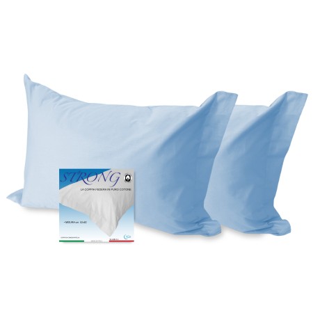 PAR de fundas de almohada para funda de almohada AZUL de color sólido FUERTE cm. 52X82