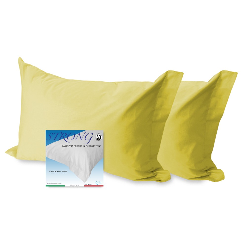 PAIR of pillowcase for STRONG solid color YELLOW pillowcase cm. 52X82