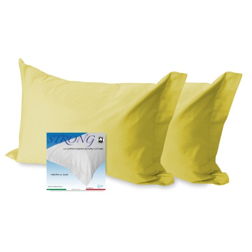COPPIA federa per GUANCIALE STRONG tinta unita GIALLO cm. 52X82