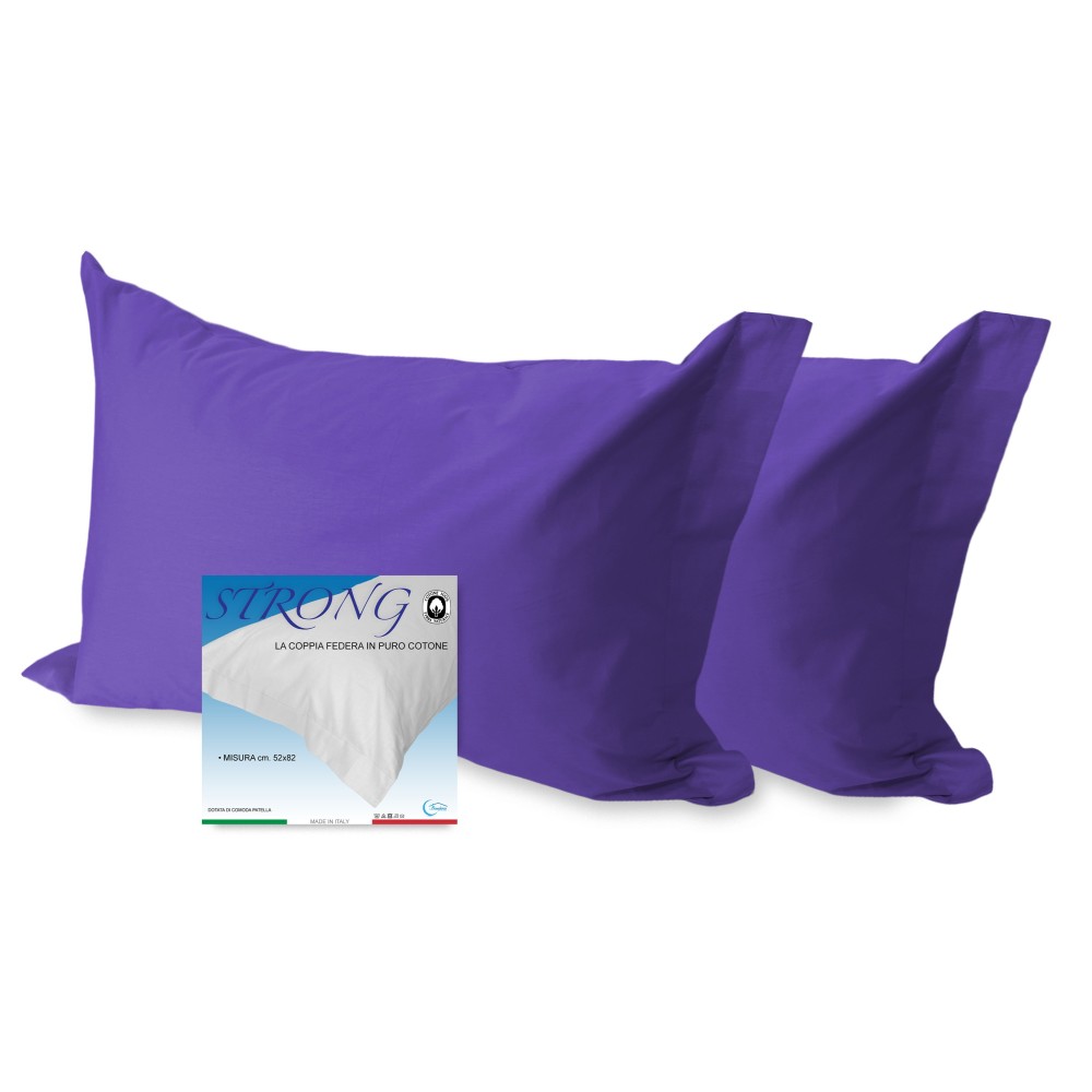 PAIR of pillowcase for STRONG solid color PURPLE cm. 52X82